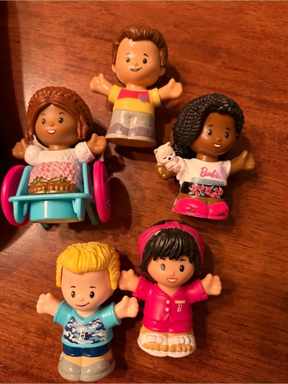 Little People Barbie Pink Convertible Car with 5 Mini Figures